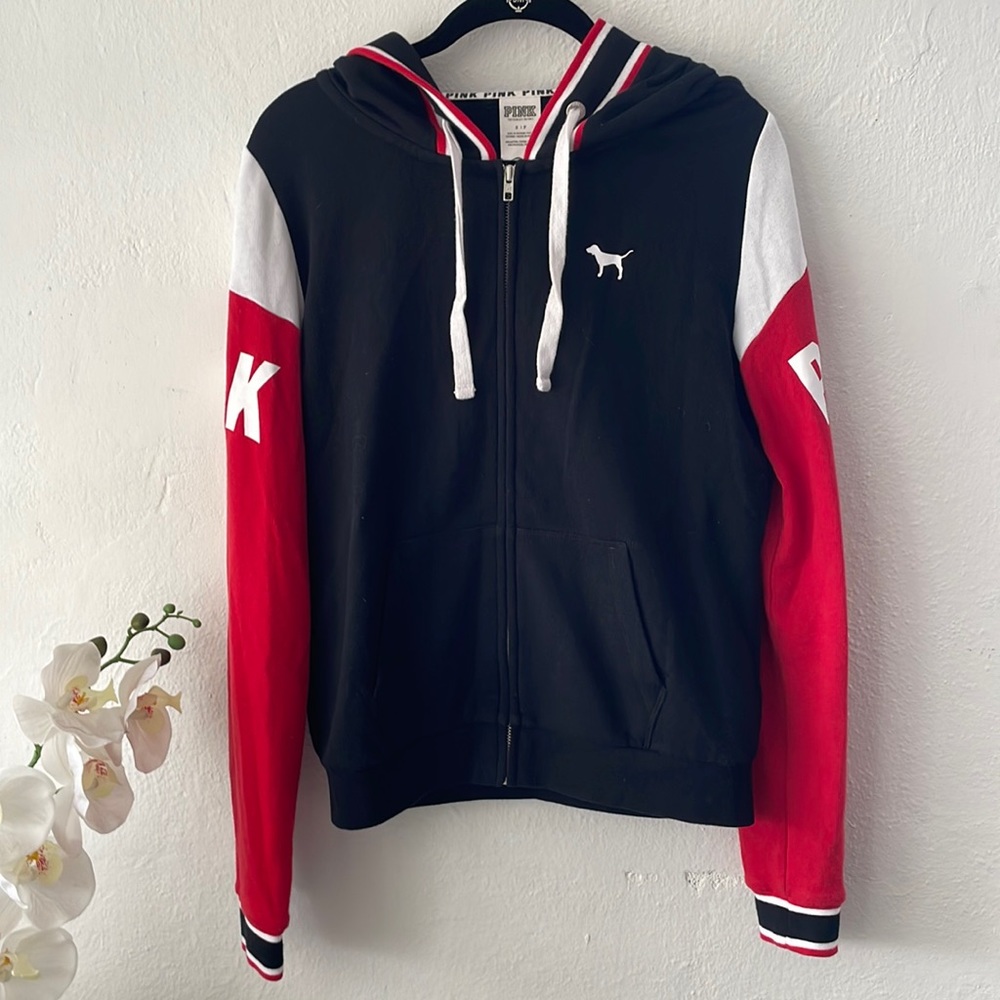 VS PINK | Victoria’s Secret Pink | Zip Up Hoodie Size Small - Navy, Red & White